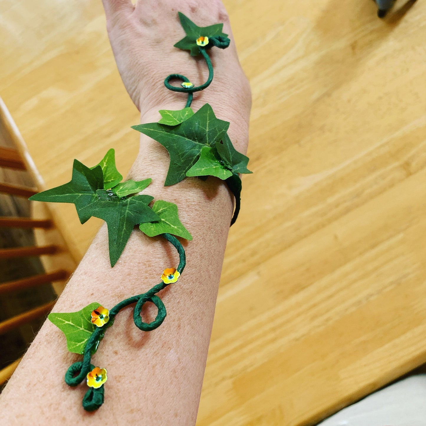 Poison Ivy bracelet , Green Ivy wristband, Woodland forest fairy Wrap, Great for Brides or Renaissance Fair!