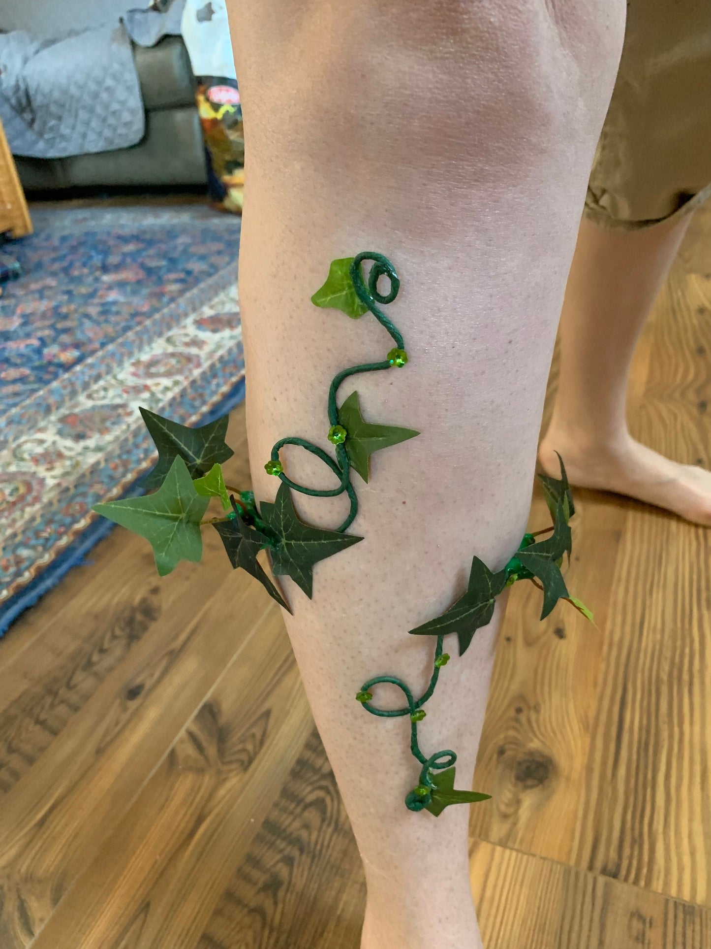 Poison Ivy shin cuff , Green Ivy shinwrap, Woodland forest fairy Wrap, Great for Brides!