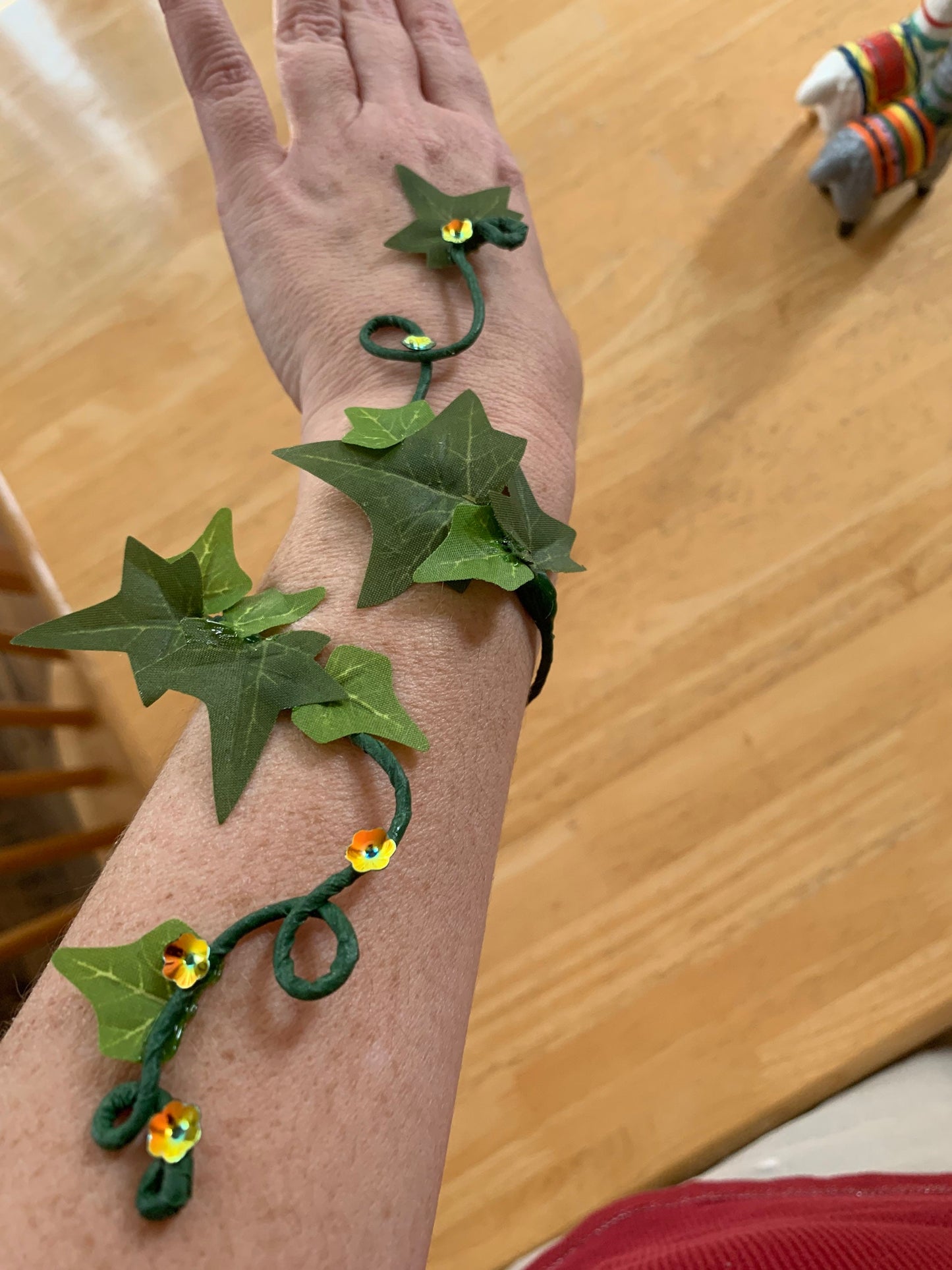 Poison Ivy  bracelet , Green Ivy wristband, Woodland forest fairy Wrap, Great for Brides or Renaissance Fair!