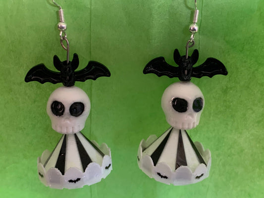 BeetleJuice inspired earrings, Carousel skull bat earrings!