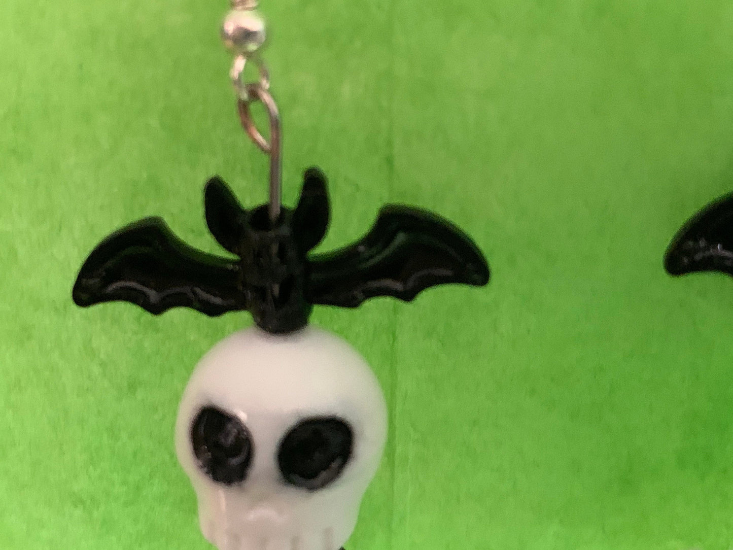 BeetleJuice inspired earrings, Carousel skull bat earrings!