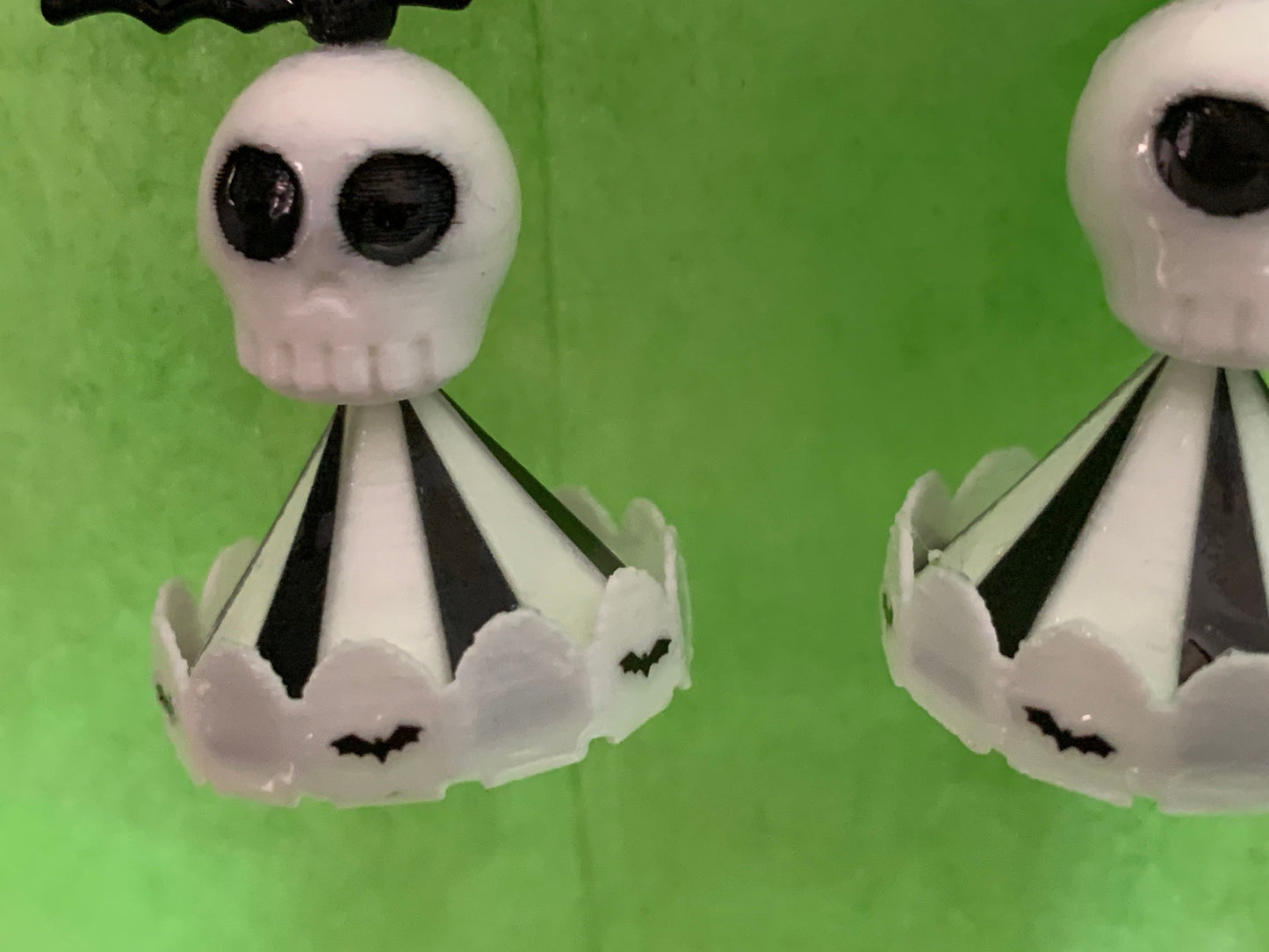 BeetleJuice inspired earrings, Carousel skull bat earrings!