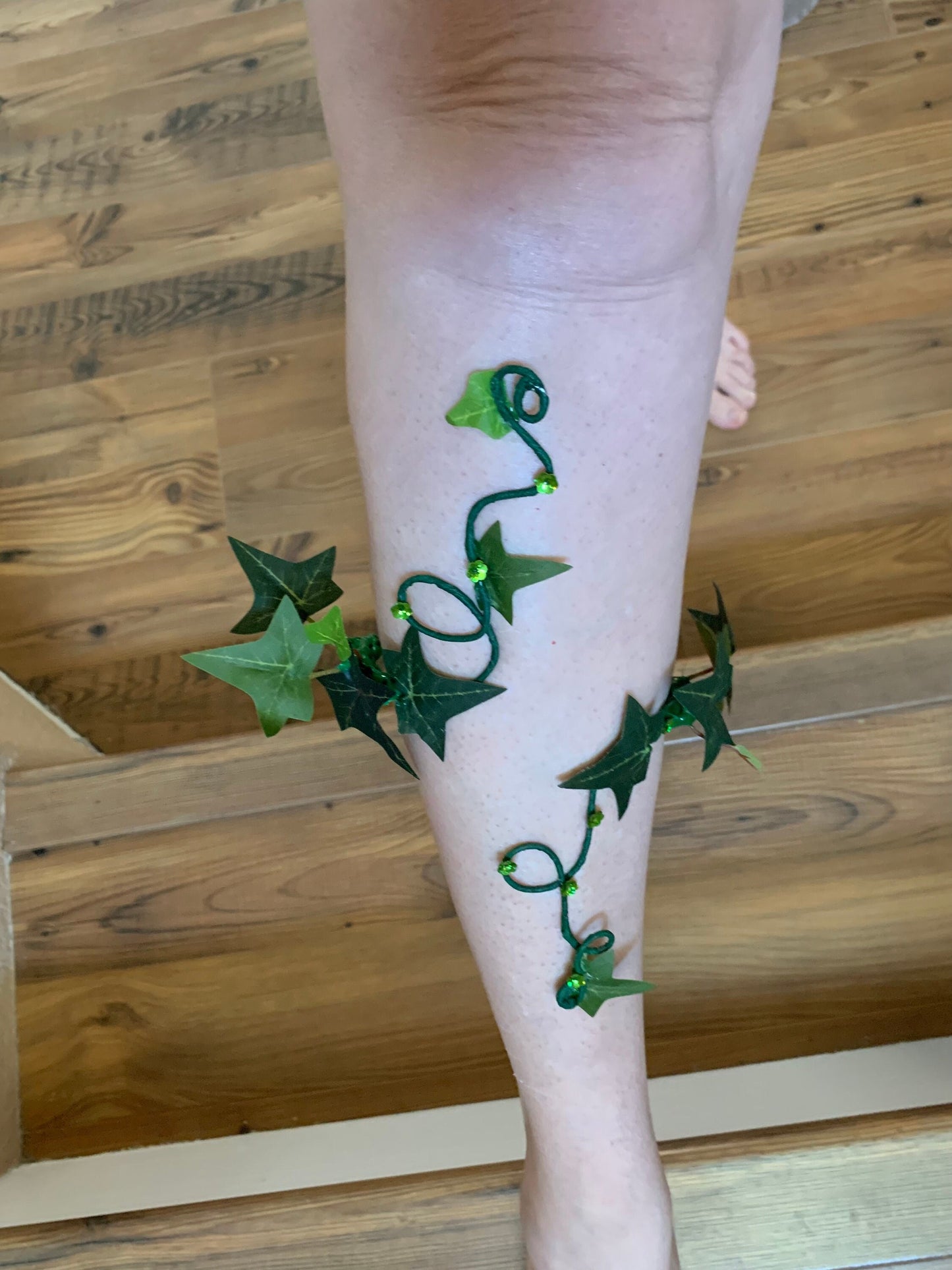 Poison Ivy shin cuff , Green Ivy  shinwrap, Woodland forest fairy Wrap, Great for Brides!