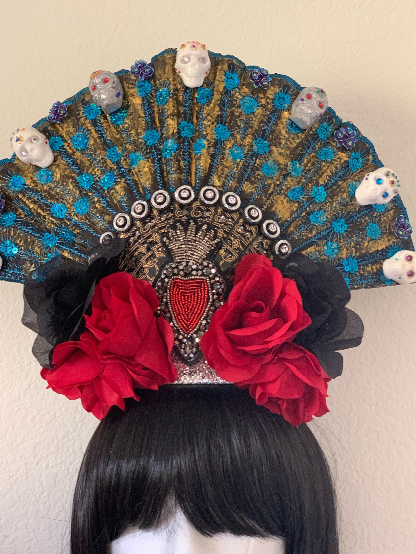 Day of the Dead Head piece, Dia De Los Muertos Crown, Head dress, Bedazzled crown, Tiara