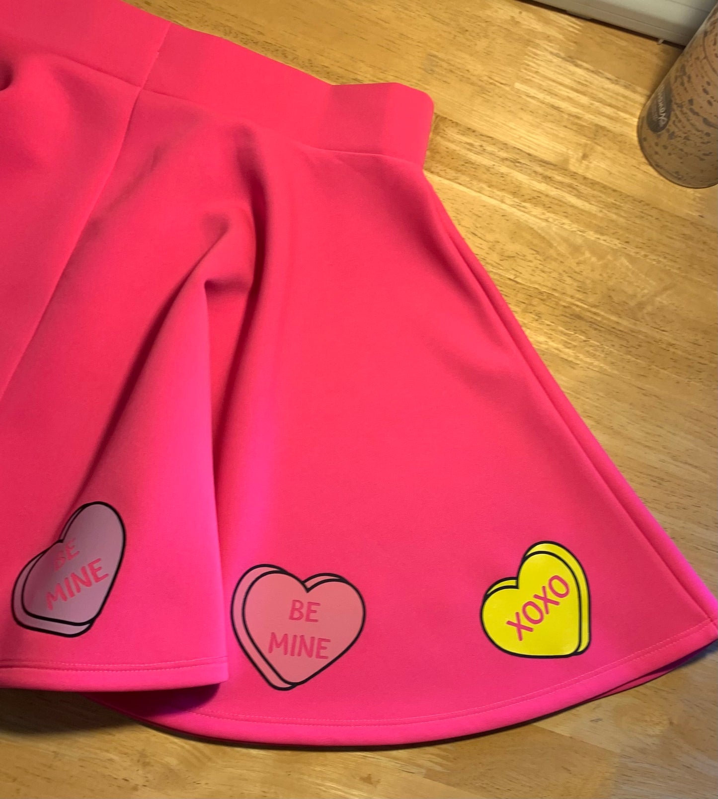 Candy Heart Skirt, Conversation Heart Skirt, Pink Candy Skirt, Be mine Skater Skirt.