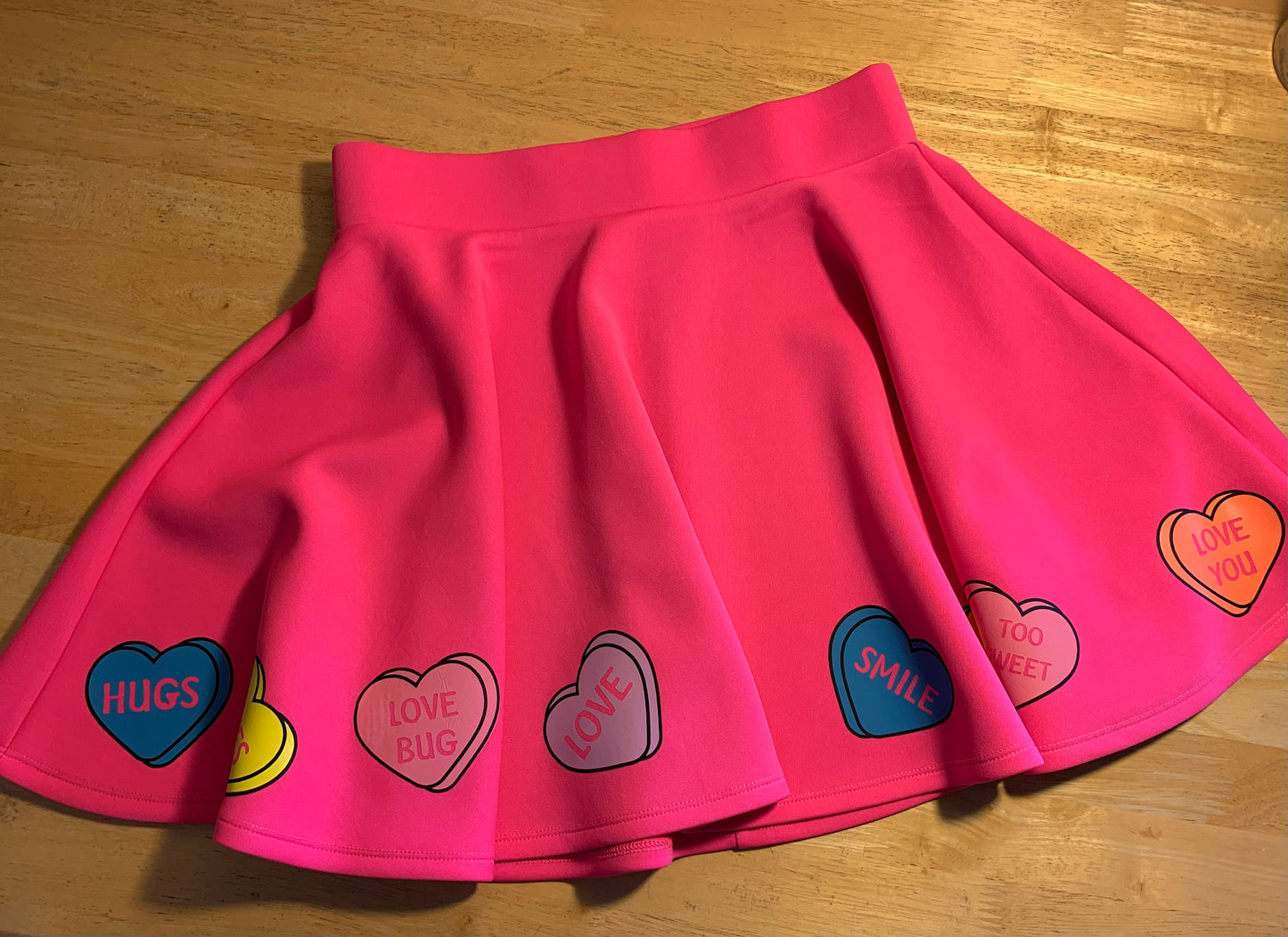 Candy Heart Skirt, Conversation Heart Skirt, Pink Candy Skirt, Be mine Skater Skirt.